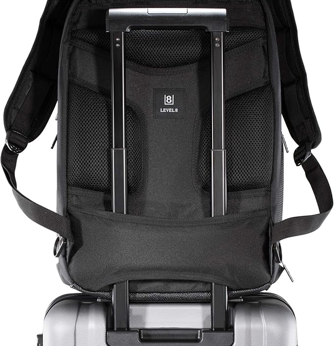 LEVEL8 Laptop Backpack, Work Backpack for Men Women, Travel Computer Bag for Business Fits 15.6" Laptop and Notebook - Black