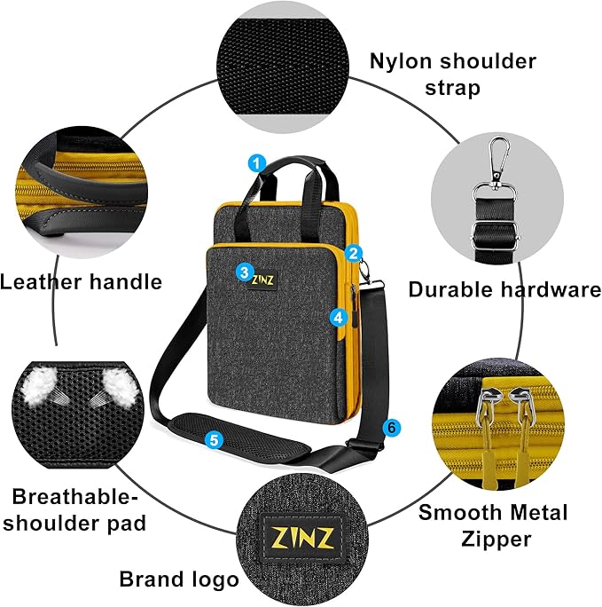 ZINZ Slim & Expandable Case 12.9 13 inch Travel Laptop Shoulder Bag for MacBook Air 13" M3/M2/M1, MacBook Pro 13" M2/M1, iPad Pro 12.9"/13"/11", iPad Air 13",B01K04