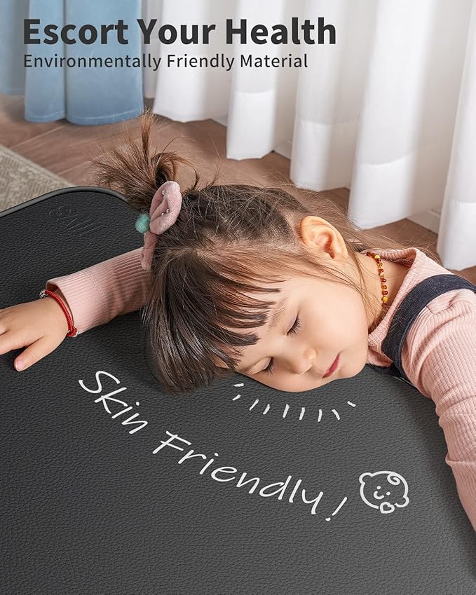 SAIJI Leather Laptop Bed Tray Table, Adjustable Laptop Stand with Removable Stopper, Portable Lap Desks with Foldable Legs, Notebook Stand Breakfast Reading Desk for Sofa Couch((Medium, Black)