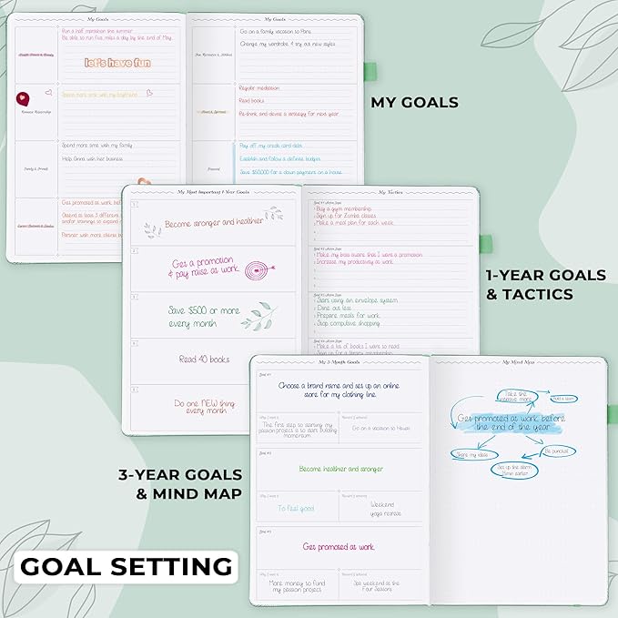GoGirl Planner PRO Schedule - Undated Planner with Hourly Time Slots, Monthly, Weekly & Daily Organizer, Appointment Book for time Management, 7"x10" Hardcover, Lasts 1 Year - Mint Cream