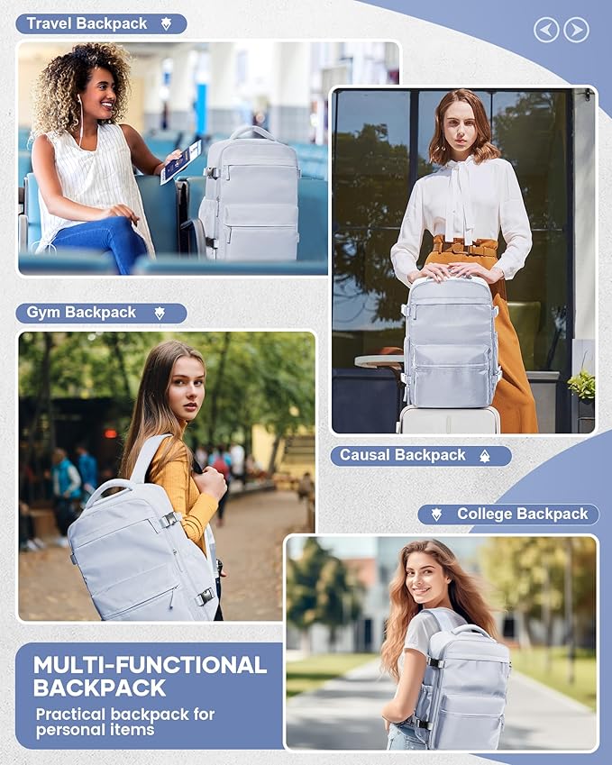 Vacuum Travel Backpack with Pump for Women, Personal Item Carry on Vacpack Backpacks Flight Approved 18x14x8 inches for Men,Laptop Waterproof Work Compression bags Casual Daypack,Grey