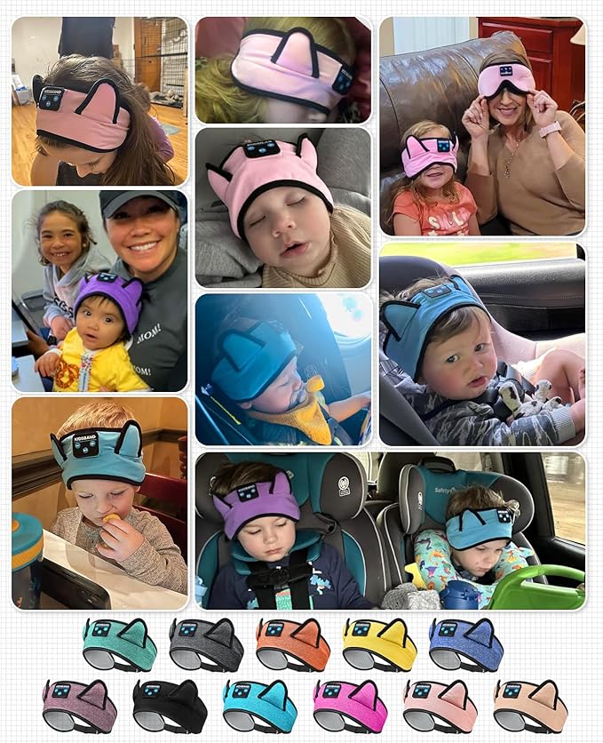 KIDSBAND Kids Headphones, Baby Headphones for Plane, Bluetooth Headphones Headband for Kids with Wired Playback 3.5 MM Jack for School Girls Boys Children,Kindle Tablet Cellphones Airplane Travel