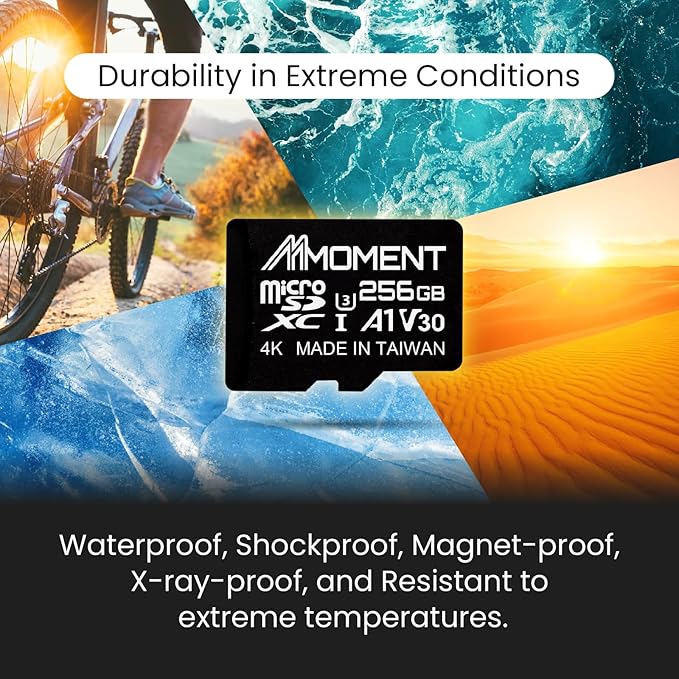 MMOMENT 256GB Micro SDXC Card, MM13 Jolly, A1, UHS-I, U3, V30, Class 10 Compatible, Read Speed Up to 100 MB/s, SWrite Speed Up to 70 MB/s, SD Adapter Included