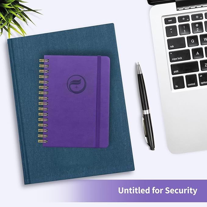 Small Password Book with Alphabetical Tabs, Password Keeper Book for Seniors, Individual & Colorful Tabs, Spiral Hardcover Password Notebook Small for Website Logins, 4.7" x 5.8", Purple