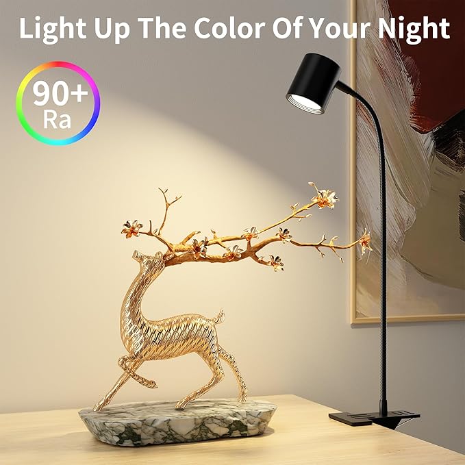Dott Arts Desk Lamp,USB Clip On Light,Book Lights for Reading at Night,3 Color Modes,10 Brightness Clamp Lights,360° Gooseneck LED Reading Light for Books in Bed,Eye-Care for Home Office,Headboards