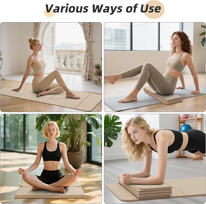 Foldable Yoga Mat, 74"Lx32"Wx1/3"Thick, Folding Exercise Mat, Non-slip Wide Pilates Mats for Home Workout/Travel, Portable Yoga Mat Thick for Yoga/Pilates/Camping/Floor Exercises