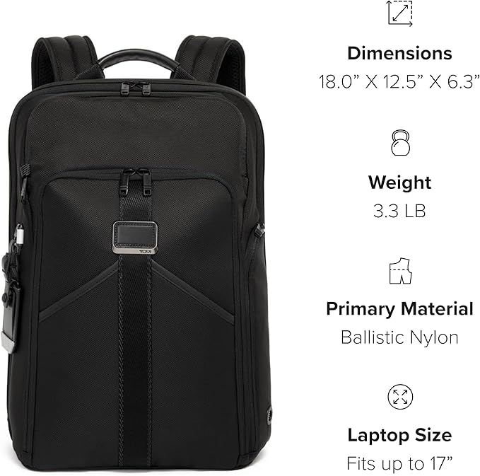 TUMI - Alpha Bravo Pro 17" Backpack - Expandable Travel and Commute Gaming and Tech Bag - Fits up to 17" Laptop - Red Ombre