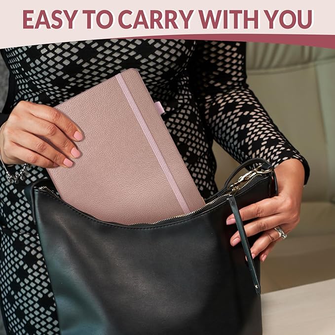 SUNEE Address Book with Colorful Alphabetical Tabs, Address Notebook Organizer for Record Contacts, 5.3'' x 7.7''- Rose Gold