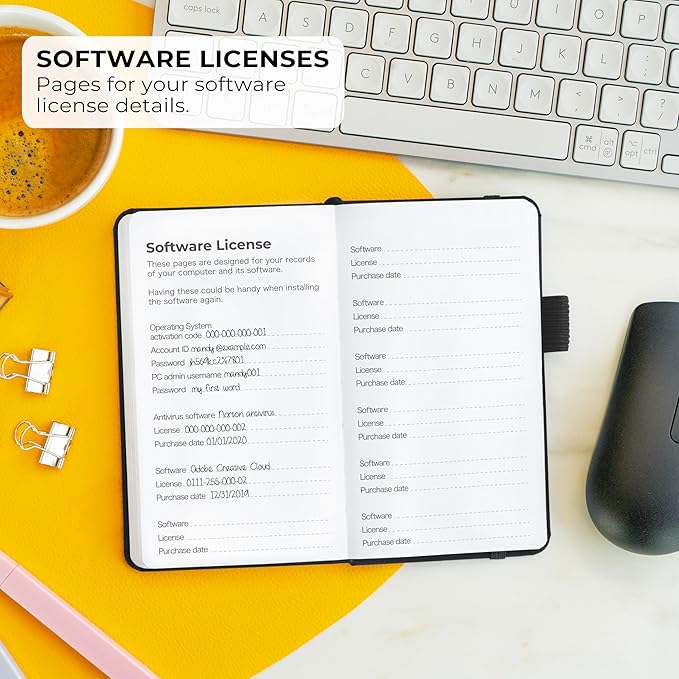 Clever Fox Password Book – Alphabetized Internet Address & Password Organizer - Computer & Website Password Keeper Notebook – Log-In Password Journal – Pocket, 6.2x3.5″, Hardcover (Black)