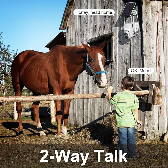 Cellular Security Cameras Wireless Outdoor, Solar Camera Outdoor Wireless, No WiFi Security Camera with SIM Card, 360 PTZ, 2K HD, Human Detection, 2-Way Talk, SD/Cloud