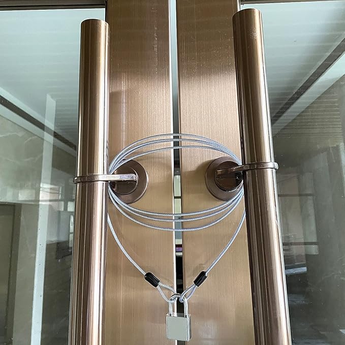 15FT 3mm Outdoor Travel Long Security Cable Lock,Braided Steel Coated Safety Cable Luggage Lock,Safety Cable Wire Rope Double Loop Lightweight (1 Pack)