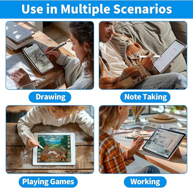 10 PCS Stylus,Stylus Pen for Touchscreen,Stylus 2-in-1 High Sensitivity & Precision Suitable for Touch Screens of iPhone/ipad/Android Tablets(10 Stylus Pen Withe/Black + 20 Tips)