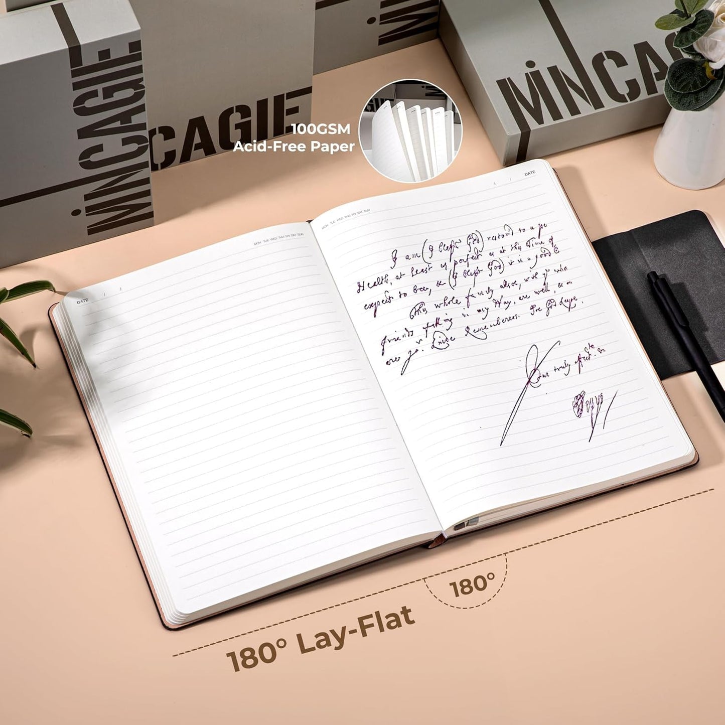 Leather Journal for Men 320 Pages B5 Large Journaling Notebooks with 100 GSM Thick Paper Journals for Writing Notebook for Men & Women with Buckle Closure Work Diary, 7.28" x 10.23", Grey