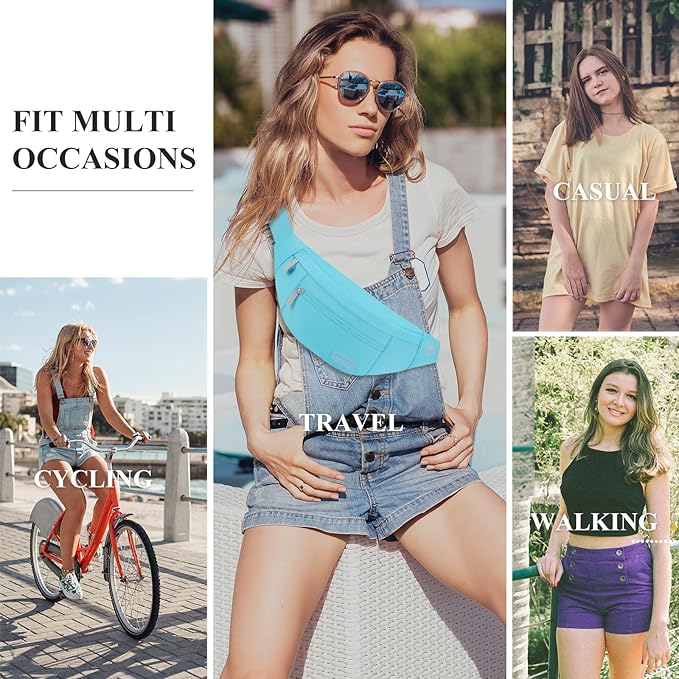 MAXTOP Large Crossbody Fanny Pack with 4-Zipper Pockets,Gifts for Enjoy Sports Festival Workout Traveling Running Casual Hands-Free Wallets Waist Pack Phone Bag Carrying All Phones