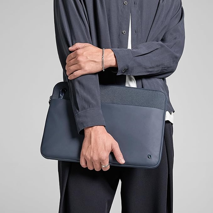 Incase A.R.C. Sleeve with ReSpun Recycled Polyester - 15 inch and 16 inch MacBook/Laptop & iPad/Tablet Case - Cushioned Faux Fur Lining, External Zippered Slip Pocket - Navy