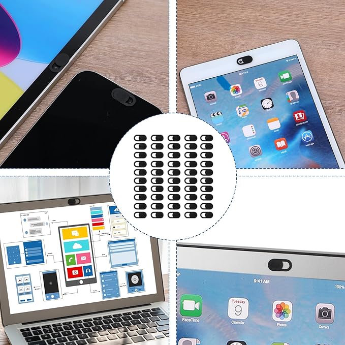 60 Pcs Webcam Cover Slide Universal Ultra Thin Laptop Camera Cover Slide Web Camera Covers Blocker Slider Protect Your Visual Privacy Cell Phone Accessories for Laptop Computer (Black)