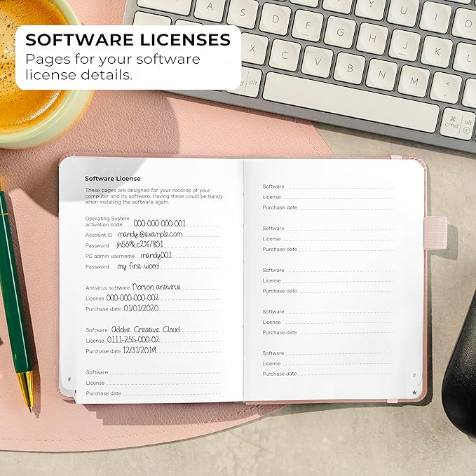 Clever Fox Password Book with alphabetical tabs. Internet Address Organizer Logbook. Small Pocket Password Keeper for Website Logins (Rose Gold)