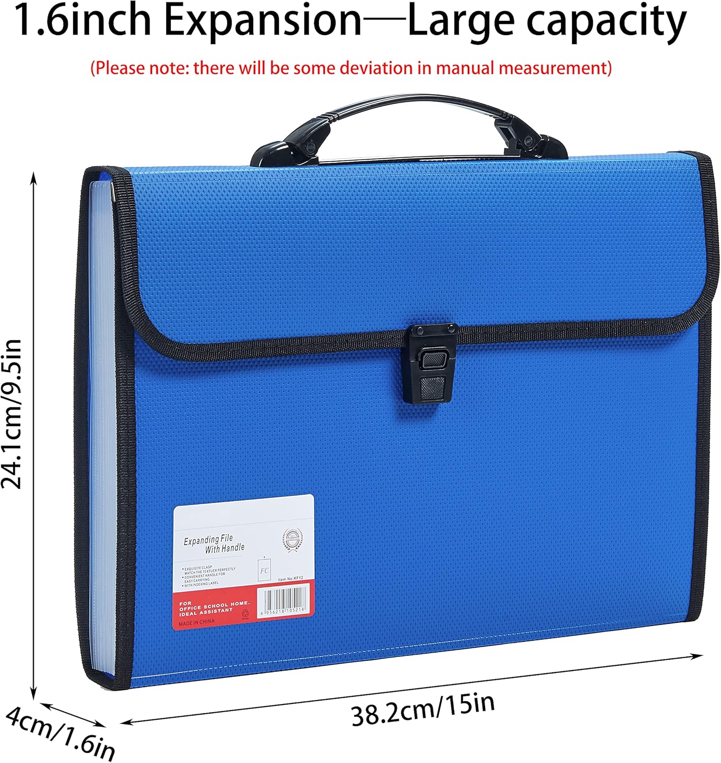 JIZISO Legal Size 13 Pocket Accordian File Organizer Expanding File Folder for FC A4 Paper, Briefcase File Case with Durable Handle & Buckle Closure for School Home & Business (Blue-2)