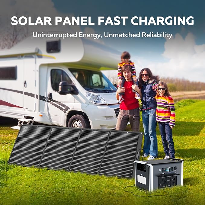 2400W Portable Power Station with 200W Solar Panel - 2048Wh Solar Generator LiFePO4 Battery 1000W AC Output for RV Camping Off-grid Living