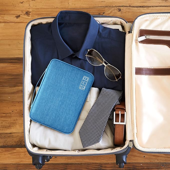 SELLYFELLY Electronic Bag Travel Cable Accessories Bag Waterproof Double Layer Electronics Organizer Portable Storage Case for Cable, Cord, Charger, Phone, Adapter, Power Bank, Kindle, Hard Drives