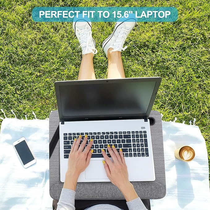 Cloudtrip Portable Lap Desk with Cushion and Storage Bag - 15.6 in Laptop Storage Home Office Workstation for Couch or Bed, Computer Laptop Stand