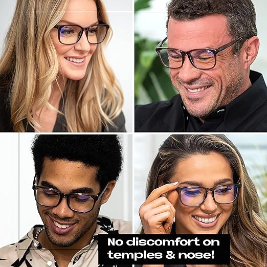 Readerest Blue Light Blocking Reading Glasses, UV Protection, Spring Hinges (Charcoal, 1.50) Computer Eyeglasses With Thin Reflective Lens, Antiglare, Eye Strain, Stylish For Men And Women