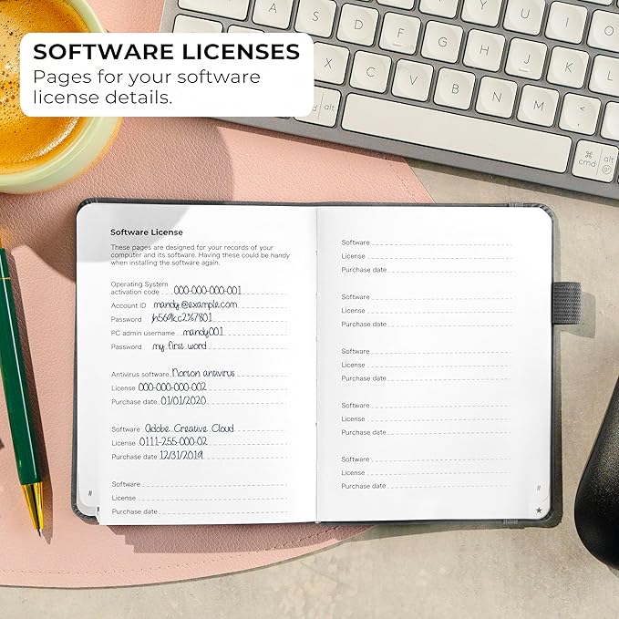 Clever Fox Password Book with alphabetical tabs. Internet Address Organizer Logbook. Small Pocket Password Keeper for Website Logins (Gray)