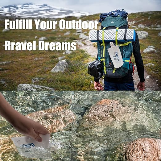 4 Pack 20oz/ 600ml Collapsible Water Pouch for Sawyer Squeeze Mini Water Filtration System, Compatible with Membrane Solutions and Other Water Filter Straw; Foldable Water Bottle, Reusable, BPA-Free