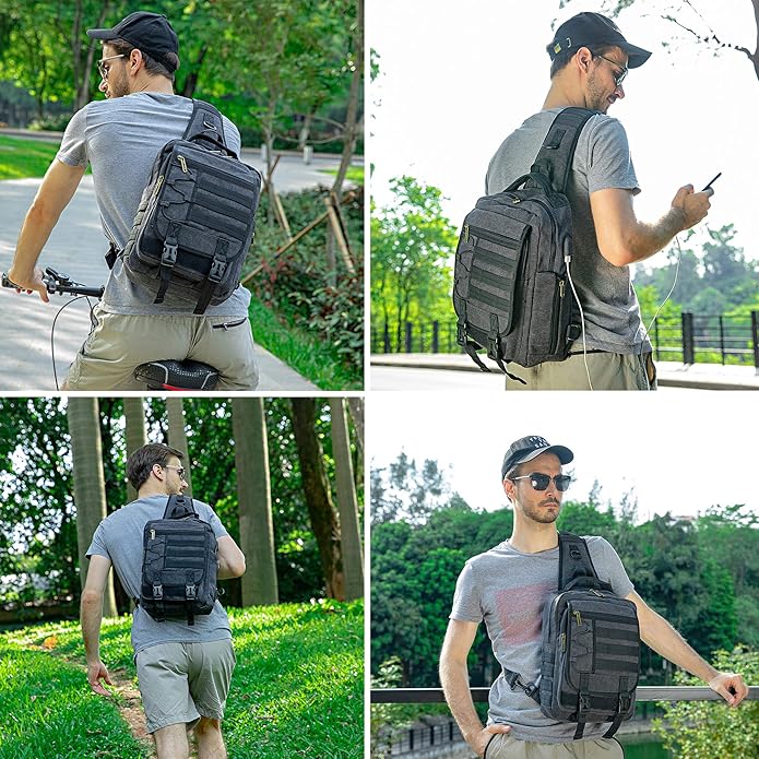 NICGID Sling Bags Chest Shoulder Backpacks, 12.5'' 13.3'' 14.1'' 15.6''Laptop Backpack Crossbody Messenger Bag Travel Outdoor