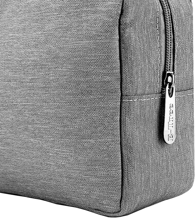 E-Tree Makeup Bag, Big Travel Make up Pouch, Zipper Large Cosmetic Brush Skin Care Case, Toiletry Bags for Traveling Women Man,Tech Electronic Organizer,Small Canvas Storage for Personal Items,Grey