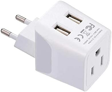 Ceptics India Travel Plug Set - with 2 USB + USA Socket Input - Type C and Type D- Ultra Compact - Safe Grounded Perfect for Cell Phones, Laptops, Camera Chargers