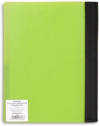 Mintra Office Durable PREMIUM Spiral Notebook, ((Green, 2 Subject (6in x 9.5in)), Wire, Fabric Covered Coils, No Snags, Removable Adjustable Pocket Dividers, Ruler, Organization, Customizable