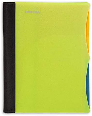 Mintra Office Durable PREMIUM Spiral Notebook, ((Green, 2 Subject (6in x 9.5in)), Wire, Fabric Covered Coils, No Snags, Removable Adjustable Pocket Dividers, Ruler, Organization, Customizable