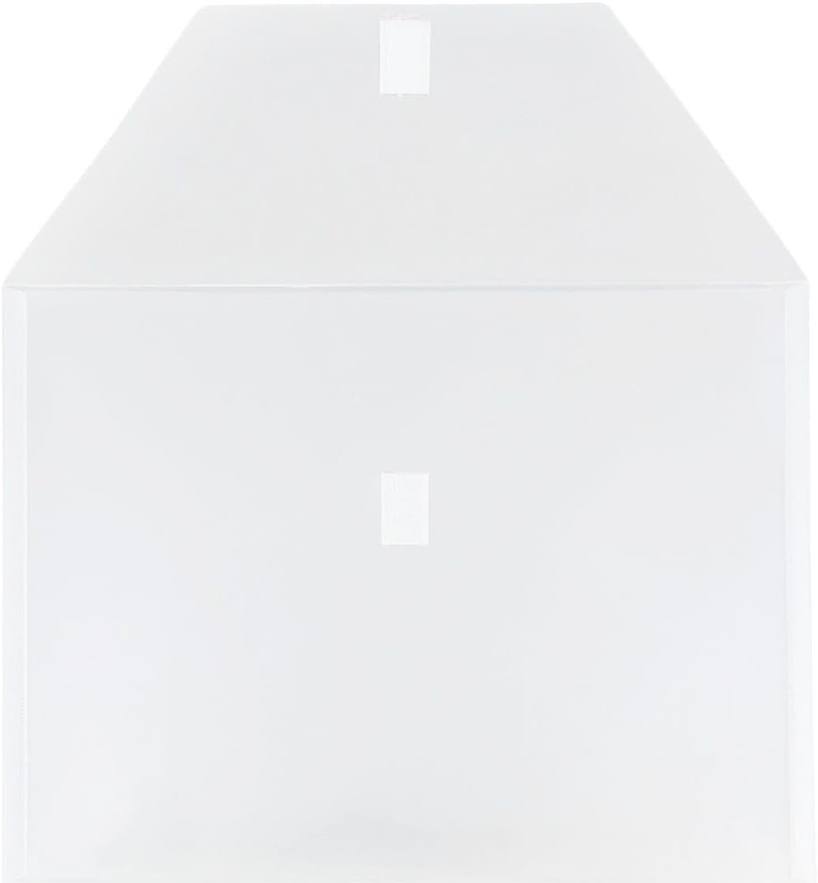 JAM PAPER Plastic Envelopes with Hook & Loop Closure - Letter Booklet - 9 3/4 x 13 - Clear - 3/Pack