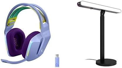 Logitech G733 Lightspeed Wireless Gaming Headset + Litra Beam LX Premium Dual-Sided RGB LED Streaming Key Light - Lilac