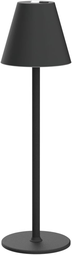 Modern LED Cordless Table Lamp, 4000mAh Rechargeable Battery, 3 Level Brightness Night Light, Metal Shell, Minimalist Design, for Couples Dinner/Coffee Table/Restaurant/Bedroom, Black