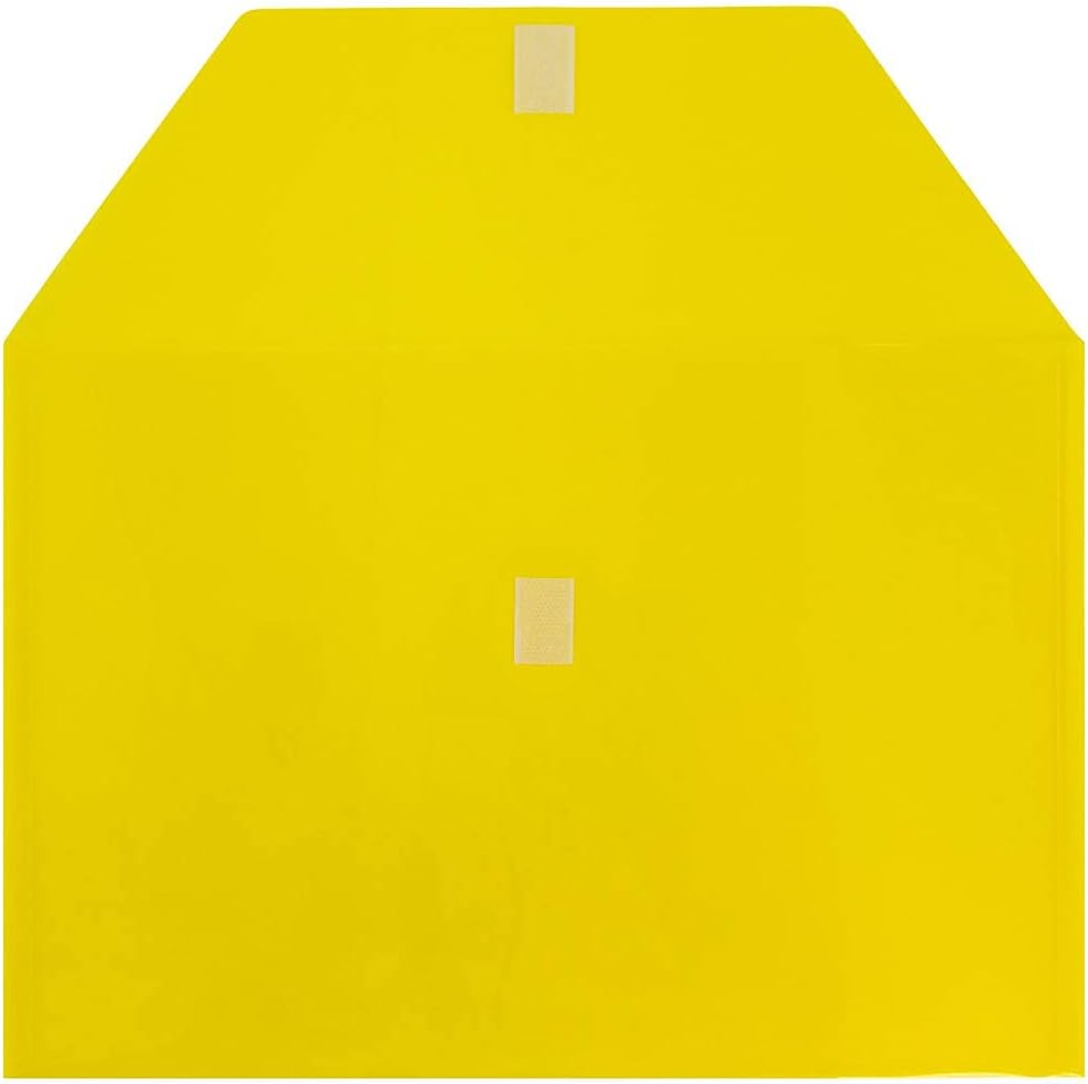 JAM PAPER Plastic Envelopes with Hook & Loop Closure - Legal Booklet - 9 3/4 x 14 1/2 - Yellow - 12/Pack