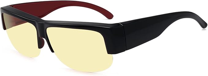 Eyekepper 30% Anti-Blue Light Blocking Computer Glasses,Fit Over Readers with Transparent Lens Black Red