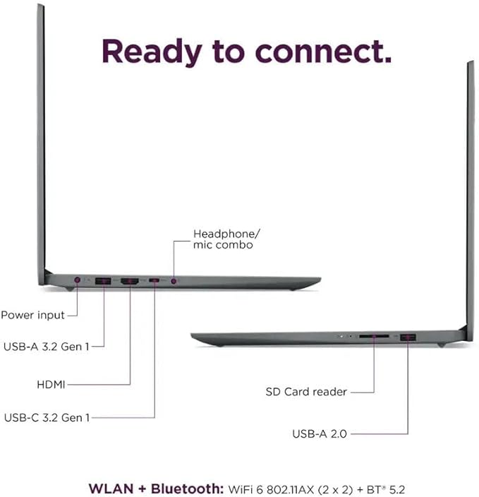 Lenovo 15.6" HD IdeaPad Anti-glare Screen w/ 1 Year Microsoft 365, 640GB SSD, 20GB RAM, Windows 11 Home, Up to 9.5 Hours Battery Life, Intel Processor, WiFi 6, HDMI, USB-C, SD Card Reader, w/WOWPC USB