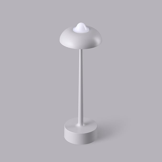 DAWALIGHT Rechargeable Lamps, Cordless Lamp with 5200mAh Battery Operated Lights,3 Color Stepless Dimming up Outdoor Table Lamp for Restaurant, Home, Bedroom, IP44 Waterproof, Aluminium,Grey