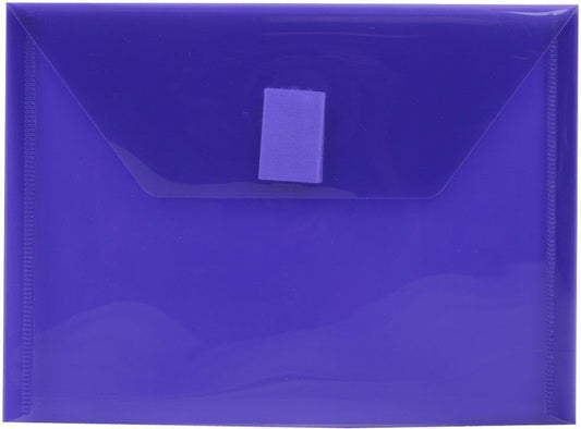 JAM PAPER Plastic Envelopes with Hook & Loop Closure - Index - 5 1/2 x 7 1/2 - Purple - 3/Pack
