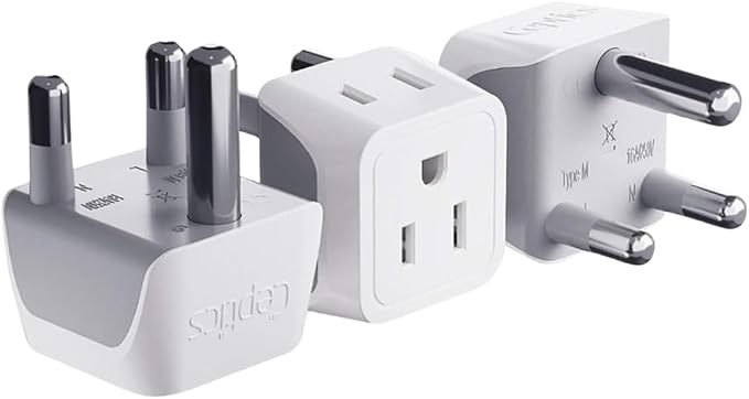 Ceptics South Africa, Namibia Travel Adapter Plug with Dual Usa Input - Type M - Ultra Compact - Safe Grounded Perfect for Cell Phones, Laptops, Camera Chargers and More 3 Pack (CT-10L)