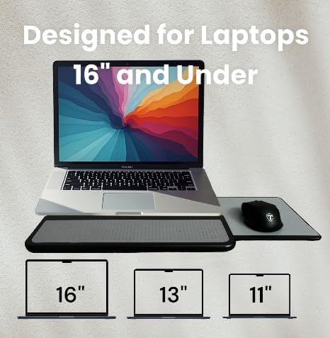 Portable Laptop Lap Pad, Laptop Desk with Retractable Mouse Tray, Sturdy Stable Work Surface for Bed Sofa Couch or Travel
