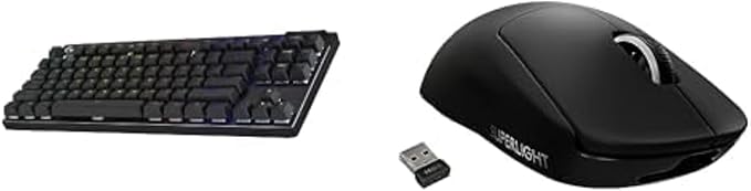 Logitech G Pro X TKL Lightspeed Wireless Gaming Keyboard, Clicky + G Pro X Superlight Wireless Gaming Mouse Bundle - Black