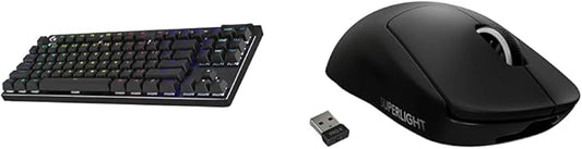 Logitech G Pro X TKL Lightspeed Wireless Gaming Keyboard, Tactile + G Pro X Superlight Wireless Gaming Mouse Bundle - Black