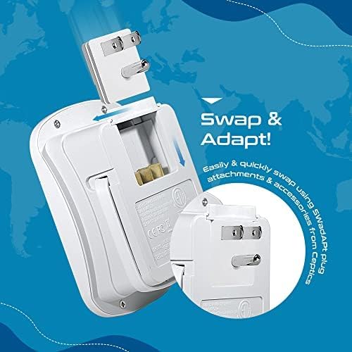 Ceptics Safest Travel Adapter Kit, Dual USB for iPhone, Chargers, Cell Phones, Laptop Perfect for Travelers - 3.6A with Qc. 3.0 Charge Faster