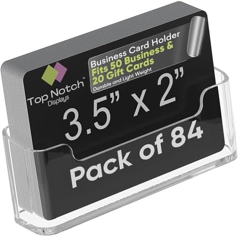 Acrylic Business Card Holder for Desk - Gift & Business Card Display Stand, Sleek & Durable Card Holder Display for Office, Home & Retail Use, Fits 50 Business Card, 84 Pack - Clear