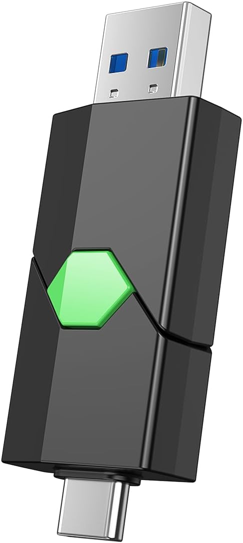 K&ZZ USB C Flash Drive 256G, USB C Thumb Dual Drive 3.0, USB Stick for Smartphones and Computers, Green