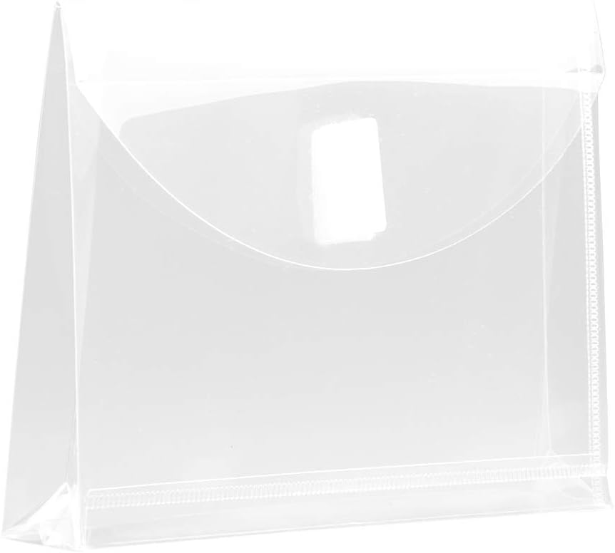 JAM PAPER Plastic Expansion Envelopes with Hook & Loop Closure - Index Size - 5 1/2 x 7 1/2 with 1 Inch Expansion - Clear - 12/Pack