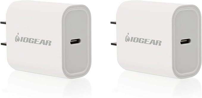 IOGEAR GearPower Compact USB-C 20W Charger 2-Pack - GPAWC20W2P
